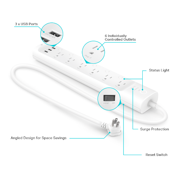 KASA SMART WI-FI POWER STRIP HS300 - Imagen 2