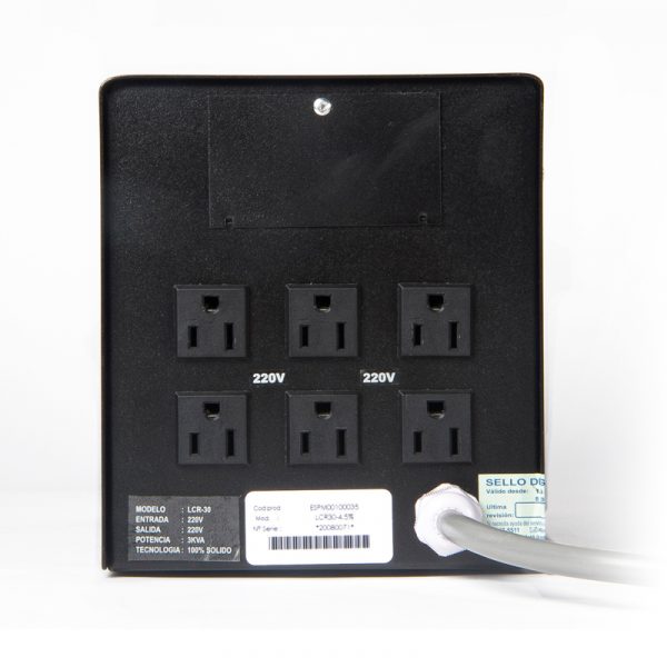 ESTABILIZADOR ELISE IEDA PODER LCR30-4.5% SOLIDO 3.0KVA 220V 6 CONECTORES DE SALIDA - Imagen 2