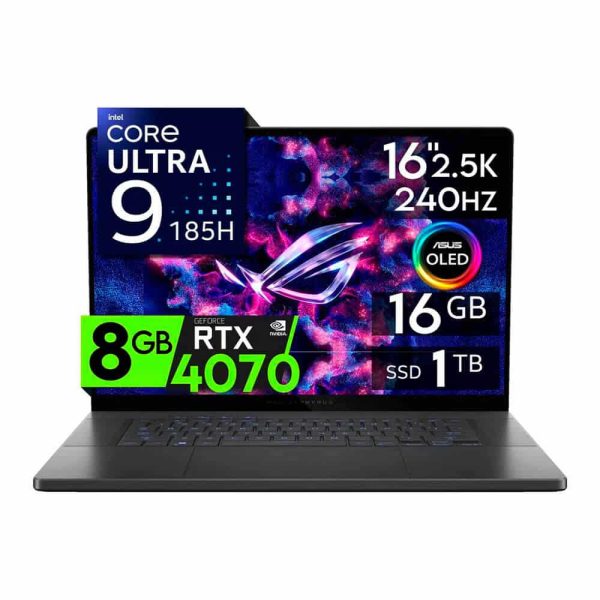 LAPTOP ASUS ROG ZEPHYRUS G16 OLED 16" 2.5K CORE ULTRA 9 185H / RAM 16GB DDR5  / SSD 1TB GEN 4 / RTX 4070 8GB / WIN 11