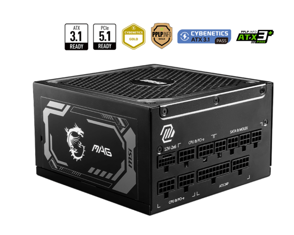 FUENTE DE PODER MSI MAG A1000GL PCIE5 1000W 80+ GOLD FULL MODULAR CERTIFICADA - GEN 5.0