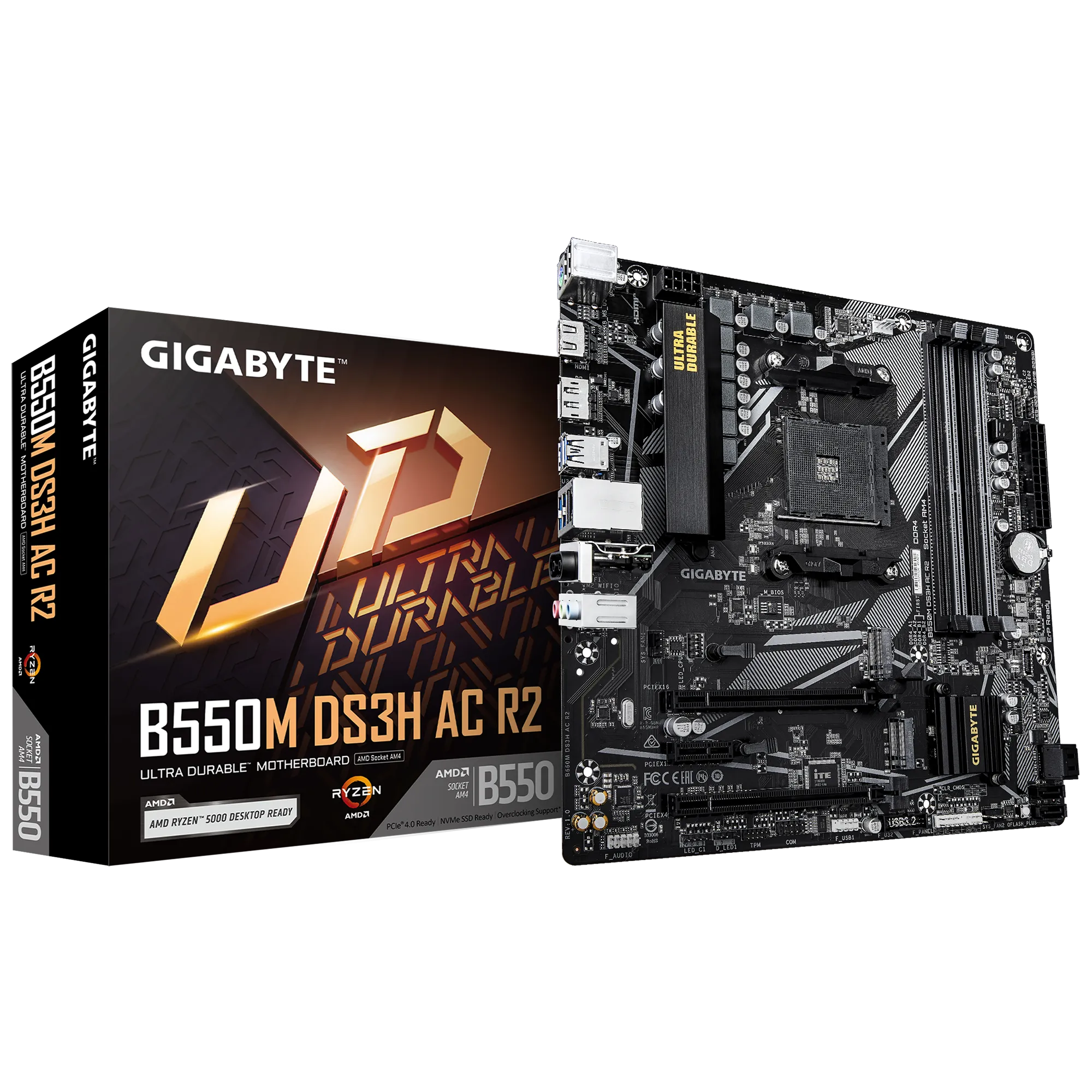 PLACA MADRE GIGABYTE B550M DS3H AC R2 AM4