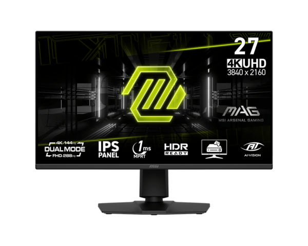 MONITOR MSI MAG 275UPD E14 27" IPS DUAL MODE: UHD 4K 288HZ / FHD 144HZ -1MS